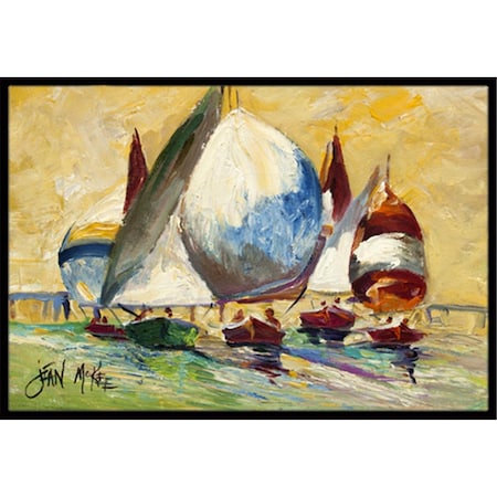Carolines Treasures Bimini Sails Sailboat Indoor and Outdoor Mat- 18 x 27 in. JMK1033MAT